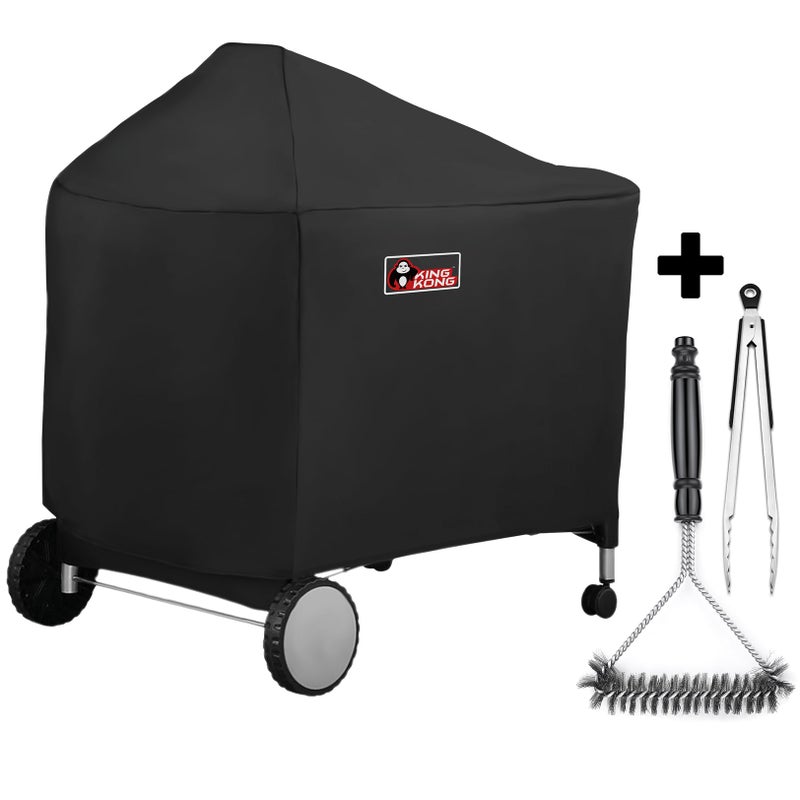 Kingkong 7152 Grill Cover for Weber Performer Charcoal Grills, 22-Inch (Compared to Weber 7152) including Stainless Steel Brush and Tongs - Image 1